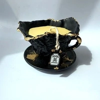 Magic in A Cup — Sculptural Candle (Black Cup & Saucer)