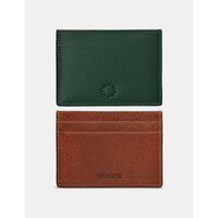 Leather Academy Card Holder (Racing Green & Brown)