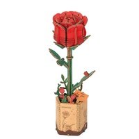 Rolife Red Rose Wooden Bloom Craft
